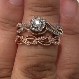 Rose Gold 1/4 carrot diamond gold bridal set 10K gold